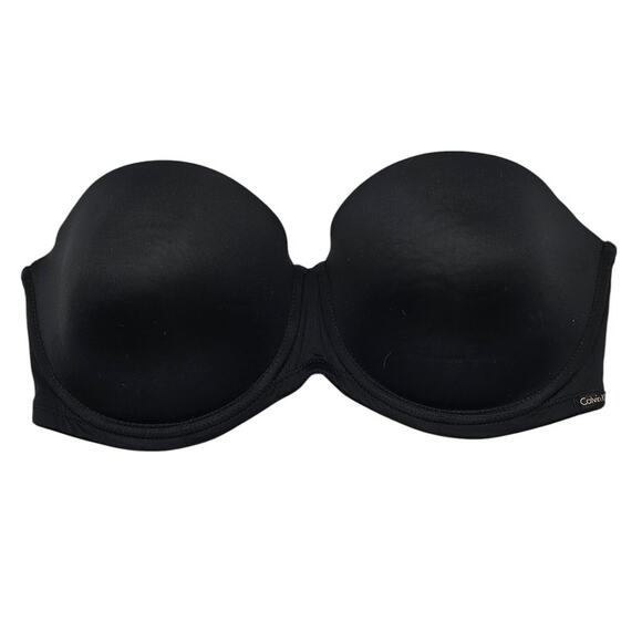 Calvin Klein Womens Sz 34D Strapless Push Up Bra Solid Black - Picture 1 of 4